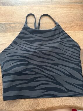 Old Navy Black and Gray Zebra Print Tank Top